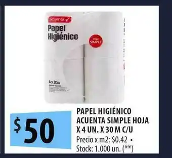 Punto Mayorista Papel Higiénico Acuenta Simple Hoja oferta