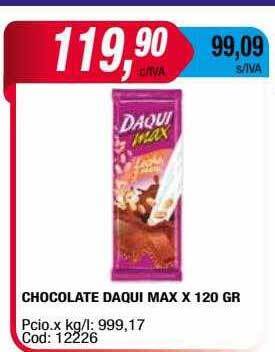 Maxiconsumo Chocolate daqui max oferta