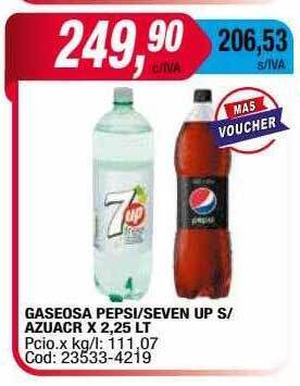 Maxiconsumo Gaseosa pepsi seven up s azucar oferta