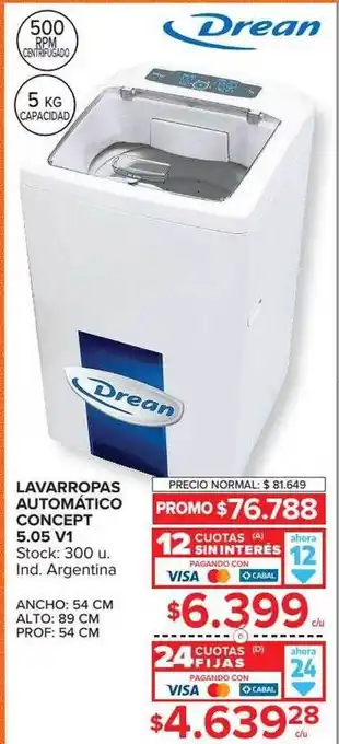 Carrefour Drean lavarropas automático concept 5.05 v1 oferta