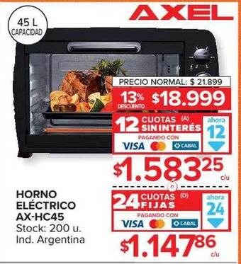 Carrefour Horno eléctrico ax-hc45 axel oferta