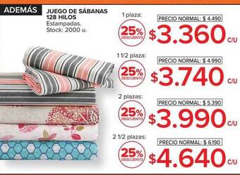 Carrefour Juego de sábanas 128 hilos oferta