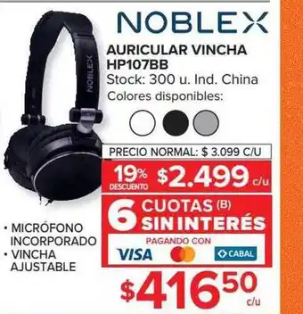 Carrefour Noblex auricular vincha hp107bb oferta