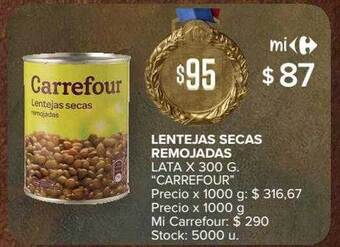 Carrefour Lentejas secas remojadas oferta