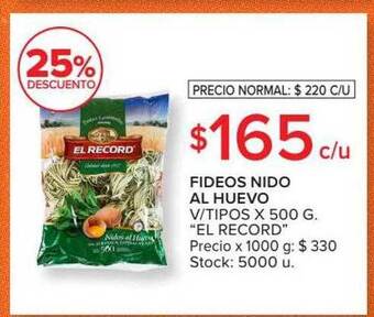 Carrefour Fideos nido al huevo v tipos oferta
