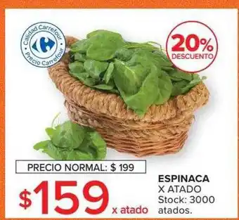 Carrefour Espinaca atado 20% descuento oferta