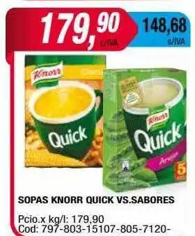 Maxiconsumo Sopas knorr quick vs. sabore oferta