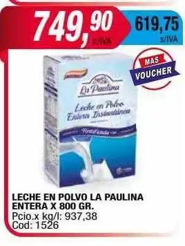 Maxiconsumo Leche en polvo la paulina entera oferta