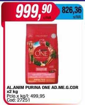 Maxiconsumo Al. anim purina one ad. me. g. cor oferta