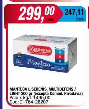 Maxiconsumo Manteca l. serenis. multidefens light oferta
