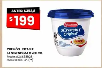 Changomas Cremón untable la serenisima x 280 gr. oferta