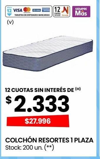 Changomas Colchón resortes 1 plaza oferta
