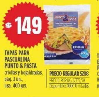 Supermercados Vea Tapas Para Pascualina Punto & Pasta oferta