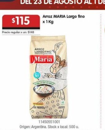 Disco Arroz maria largo fino x 1 kg oferta