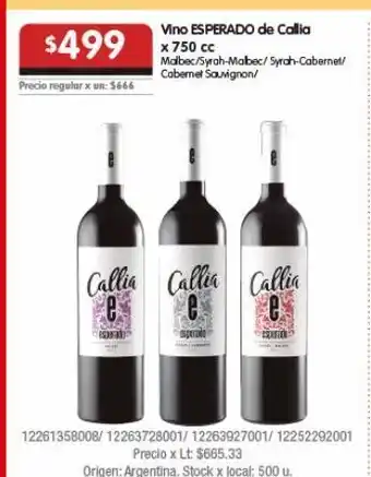 Disco Vino esperado de callia oferta