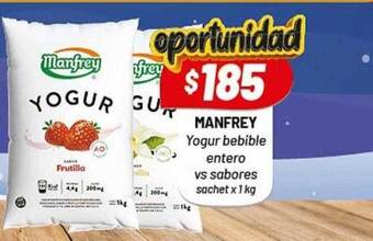 Almacor Manfrey yogur bebible entero vs sabores oferta