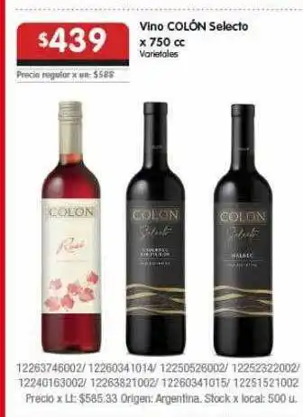 Disco Vino colón selecto oferta