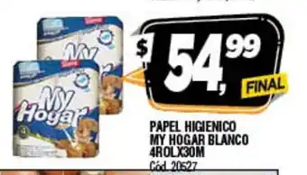 Supermercados Yaguar My Hogar Blanco Papel Higienico 4Rolx30m oferta