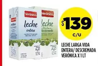 Supermercados Toledo Leche larga vida entera descremada verónica oferta