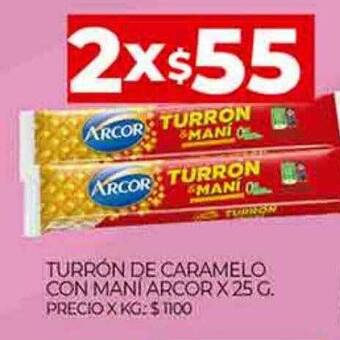 Supermercados DIA Turrón de caramelo con mani arcor oferta
