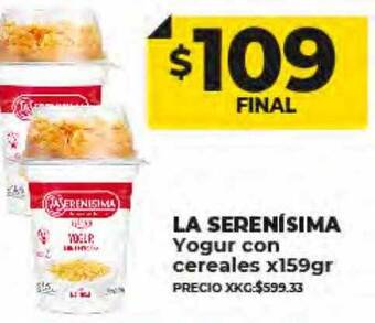 Supermayorista Vital La serenisima yogur con cereales oferta