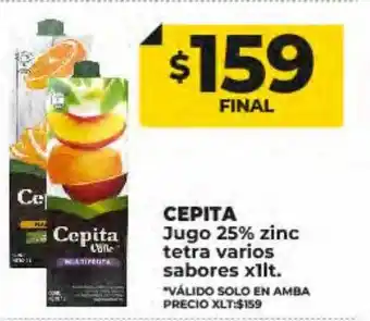 Supermayorista Vital Cepita jugo 25% zinc tetra varios sabores oferta