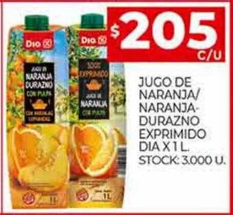 Supermercados DIA Jugo de naranja naranja-durazno exprimido dia oferta