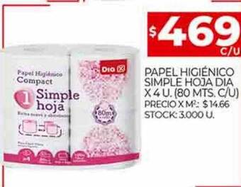 Supermercados DIA Papel higiénico simple hoja dia oferta