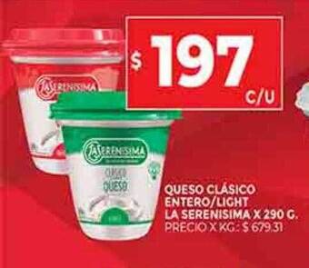 Supermercados DIA Queso clásico entero light la serenisima oferta