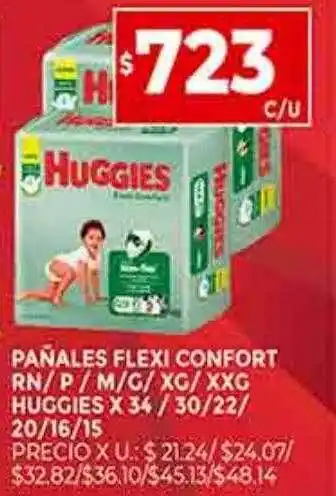 Supermercados DIA Pañales flexi confort rn p m g xg xxg huggies oferta