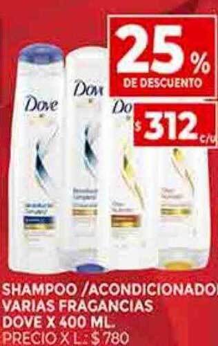 Supermercados DIA Shampoo acondicionador varias fragancias dove 25% de descuento oferta
