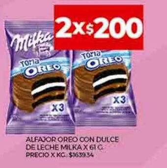 Supermercados DIA Alfajor oreo con dulce de leche milka oferta
