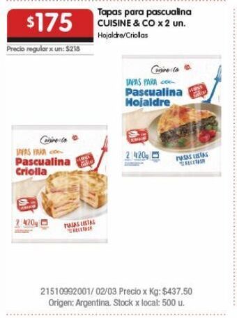 Disco Tapas para pascualina cuisine & co x 2un oferta