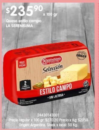 Disco Queso estilo campo la serenisima oferta