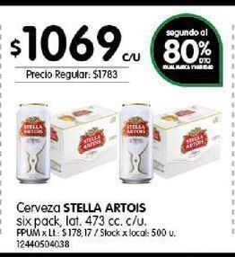 Jumbo Cerveza stella artois six pack lata 473cc oferta