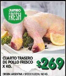 Jumbo Cuarto trasero de pollo fresco x kg oferta