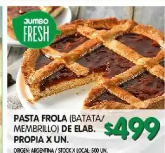 Jumbo Pasta frola (batata/membrillo) de elaboración propia x un oferta