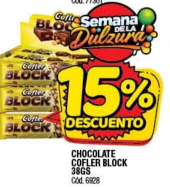 Supermercados Yaguar Chocolate Cofler BLock 38gs oferta