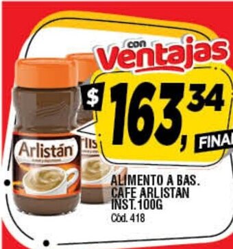 Supermercados Yaguar Arlistan Alimento A Bas Cafe Inst 100g oferta