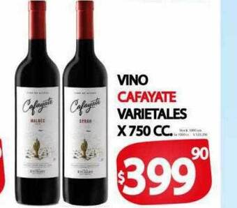 Supermercados Becerra Vino cafayate varietales oferta