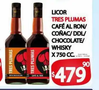 Supermercados Becerra Licor tres plumas café al ron coñac ddl chocolate whisky oferta