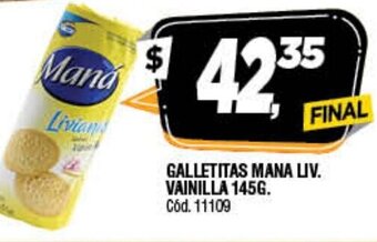 Supermercados Yaguar Galletitas Mana LIV Vainilla 145g oferta
