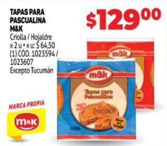 Makro M&K tapas para pascualina oferta