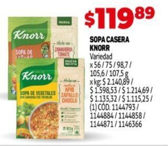 Makro KNORR sopa casera oferta
