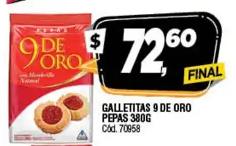 Supermercados Yaguar 9 De Oro Galletitas Pepas 380gr oferta