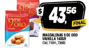 Supermercados Yaguar 9 De Oro Magdalenas Vainilla 140gr oferta