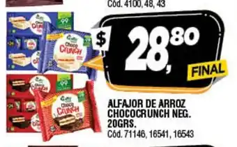 Supermercados Yaguar Alfajor De Arroz Chococrunch Neg 20grs oferta