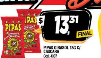 Supermercados Yaguar Pipas Girasol 18g c/Cascara oferta