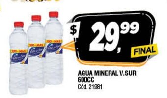 Supermercados Yaguar Agua Mineral V.Sur 600cc oferta