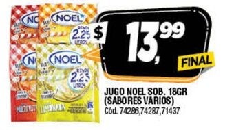 Supermercados Yaguar Jugo Noel Sob 18gr oferta